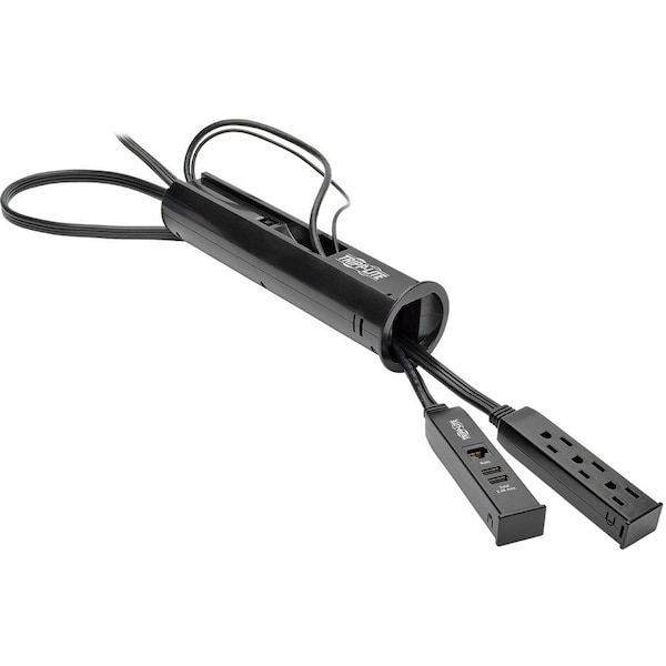 Tripp Lite Outlet Strip, Surge, USB, 3 5-15R, 5-15P, 10 ft., Black TLP310DMUSB - main