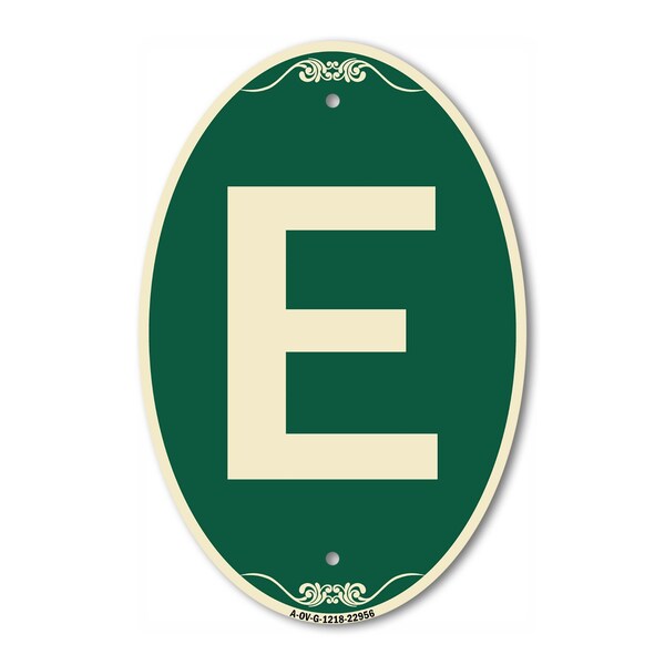 Signmission Letter E, 12 Inch X 18 Inch Architectural Oval, Heavy Gauge Aluminum A-OV-G-1218-22956 - main