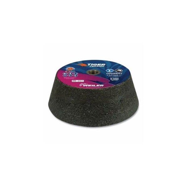 Weiler Tiger Flaring Cup Wheel, 6 in/4-3/4 in dia x 2 in Thick x 5/8 in-11 Arbor, 1-1/2 in Rim, 16, 5PK 804-68400 - main