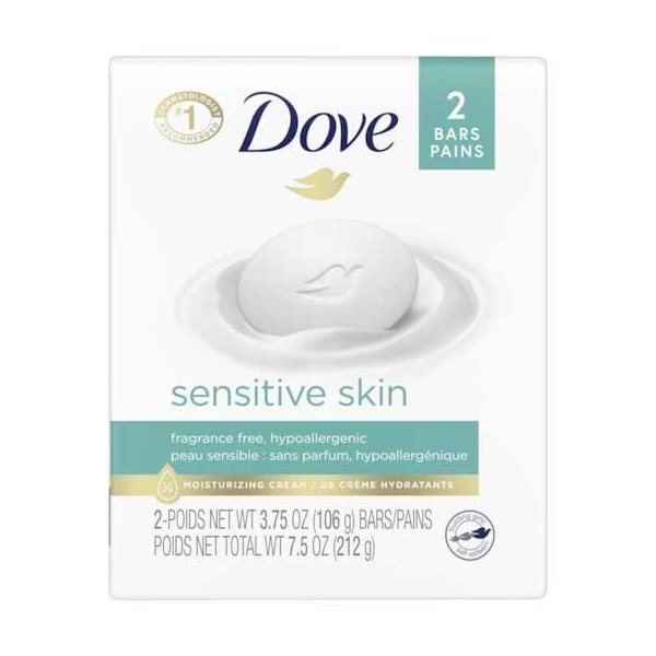 Dove Sensitive Skin Beauty Bar Soap, 4.25 Ounce, 2 count, 24PK 61120 - main