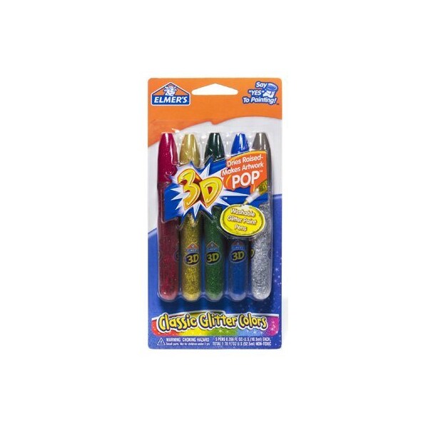 Elmers 5Pk 3D Glitt Pen Asstd E642 - main