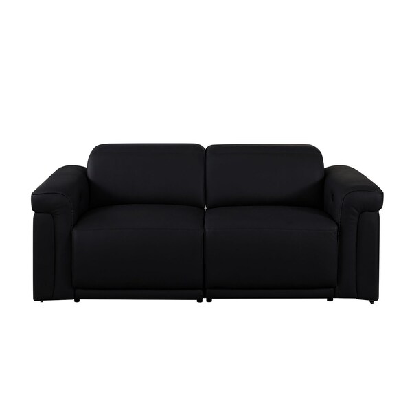Homeroots 73in Black Italian Leather Power Reclining Loveseat 720484 - main