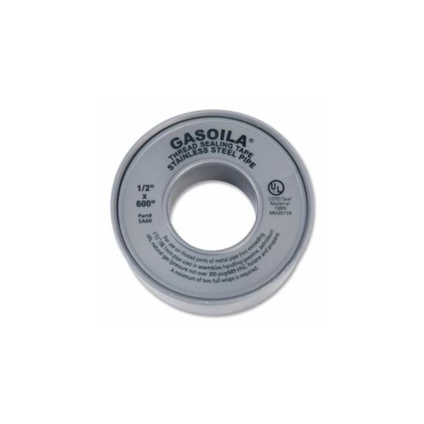 Gasoila PTFE Thread Tape, 600 in L, 1/2 in W, 4.3 mil, High Density, Silver, 50PK 296-SA60 - main