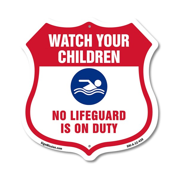 Signmission Pool Safety Shield Sign Attention Watch, 12 Inch X 12 Inch, Aluminum Metal Sign SHI-A-12-430 - main
