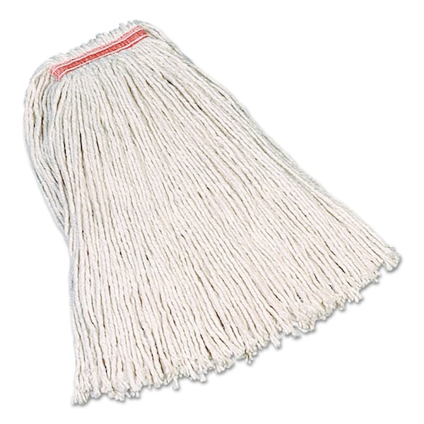 Rubbermaid Commercial Premium Cut-End Cotton Mop, White, 32 oz, 1 in. Orange Headband, 12PK FGF11900WH00 - main