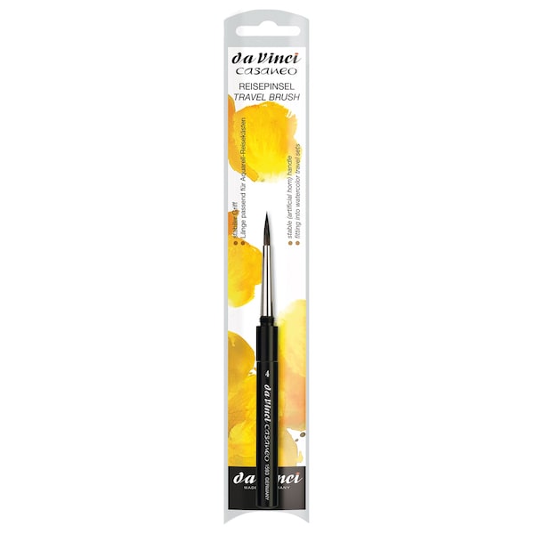 Da Vinci CASANEO Travel Pocket Brush, Extra Soft Synthetic, Watercolor, Round, Series 1593TP, Size 4 VA-1593TP_4 - main