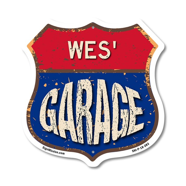Signmission Wes's Garage, 18 Inch X 18 Inch, Plastic Sign SHI-P-18-383-WES - main