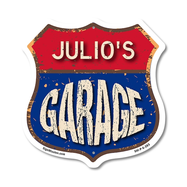 Signmission Julio's Garage, 6 Inch X 6 Inch, Plastic Sign SHI-P-6-383-JULIO - main
