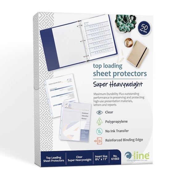 C-Line Products 8-1/2" x 11" Clear Super Heavyweight Poly Sheet Protectors, 50/BX 61003 - main