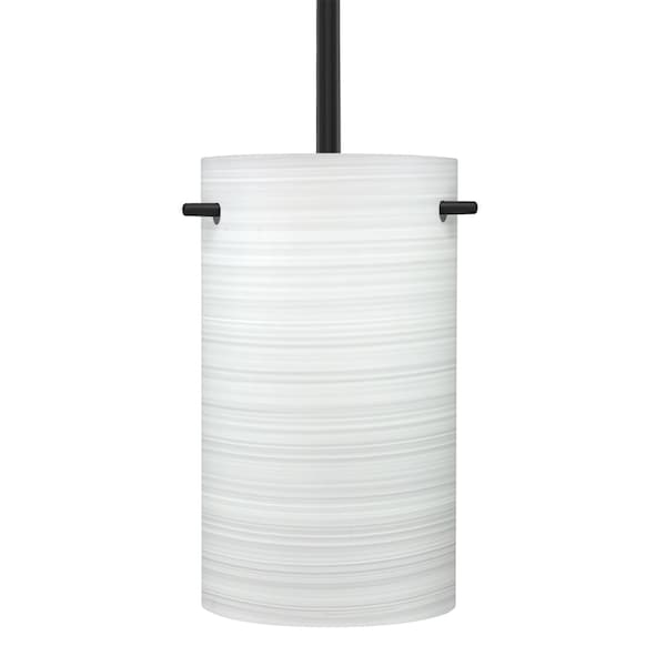 Besa Lighting Besa Tamburo 5 Stem Pendant, Chalk, Black Finish, 1x 11W LED 1TT-4005KR-LED-BK - main