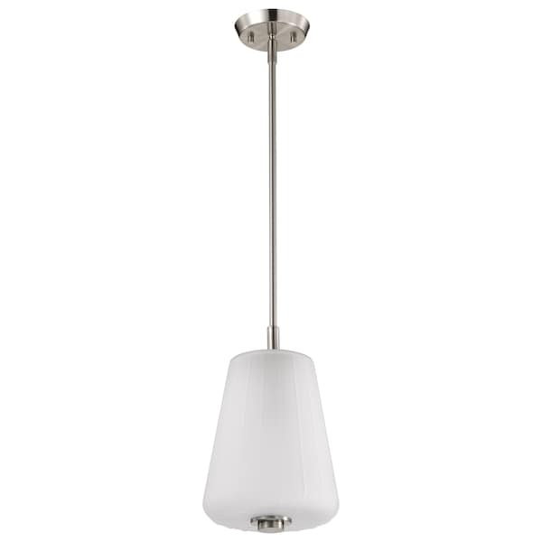 Nuvo Lune, Mini Pendant, Brushed Nickel Finish, Etched White Glass 60/8227 - main