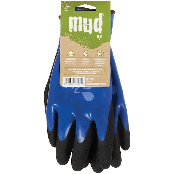 Mud H2O Womens Large Latex Coated Polyester Cobalt Blue Garden Glove SM7186B/L - main