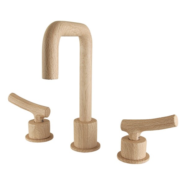Kingston Brass Widespread Bathroom Faucet with Push Pop-Up Drain, Light Wood KS145LWTKL - main
