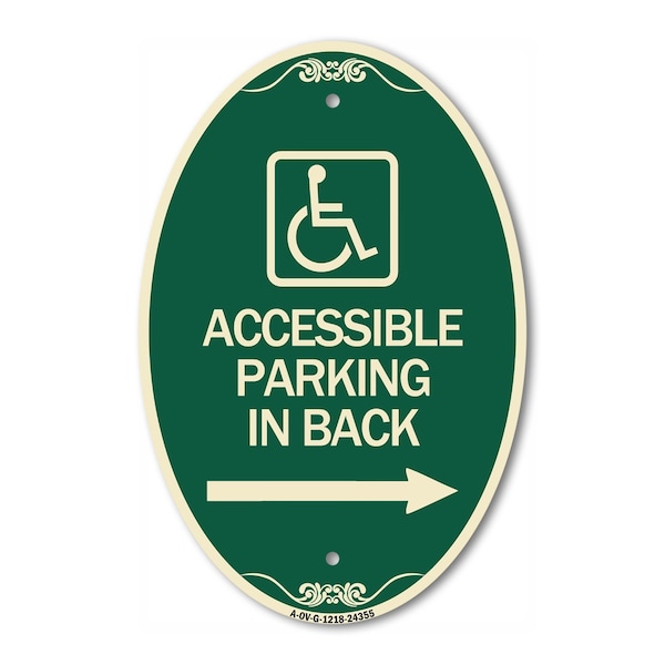 Signmission Accessible Parking on Right Arrow With Graph, 12 In X 18 In Architectural, Heavy Gauge Aluminum A-OV-G-1218-24355 - main