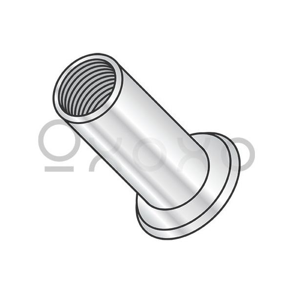 Oxoxo 8-32-.075 Flat Head Threaded Insert Rivet Nut Large Flange Cleaned and Polished NON-RIBBED, 1000PK 385671 - main