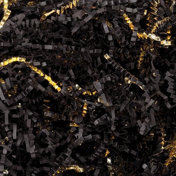 Nashville Wraps Black & Gold Crinkle Cut Shredded Paper, 10 lb Box ZF10BG - main