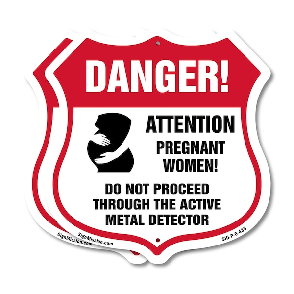 Signmission Pregnant Women Shield Sign Danger! Atten, 6 inch X 6 inch, Plastic Sign, 2PK SHI-P-2PACK-6-433 - main