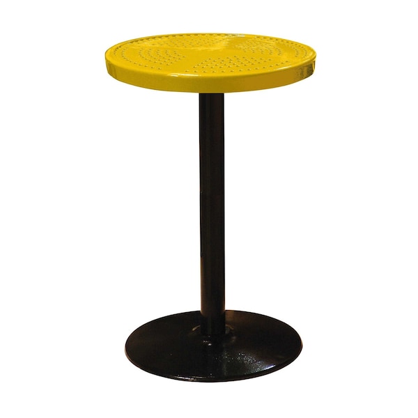 Leisure Craft 24" Round Perforated Pedestal Table, Portable, 40"H, Yellow 24TAB40-YELLOW - main
