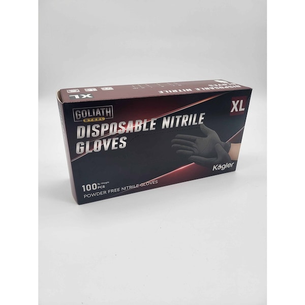 Kogler Nitrile Gloves, 6 mil Palm, Nitrile, XL, 100 PK, Black BRG24XL - main