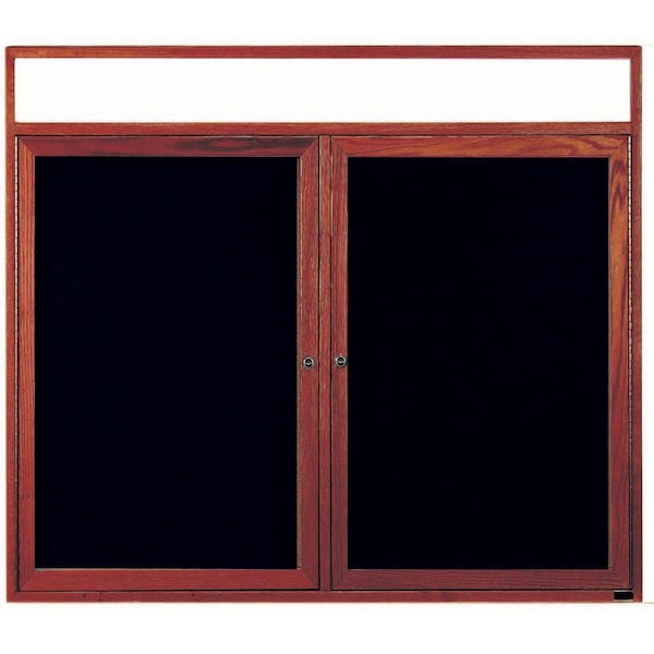 Aarco Enclosed Changeable Letter Board w/ Cherry Stained Red Oak Frame Customizable Header, 48''Hx60''W CDC4860H - main
