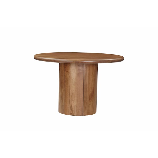 Homeroots 48" Brown Solid Wood Pedestal Base Round Top Dining Table 644517 - main