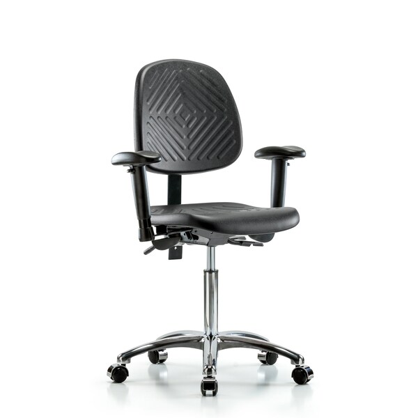 Blue Ridge Ergonomics Medium Bench Chair Poly Med Ben Chair Med Bk Cast, Adjustable Arms, 19-1/2" to 27-1/2" Height BR-PMBCH-MB-CR-T1-A1-NF-CC - main