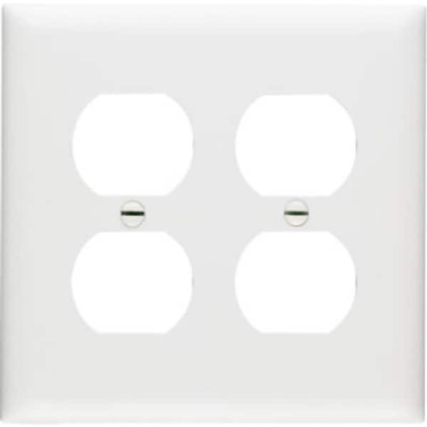 Legrand TradeMaster Wallplate, 4-11/16 in L, 4-3/4 in W, Standard, 2 -Gang, Nylon, White, Matte TP82WCC30 - main