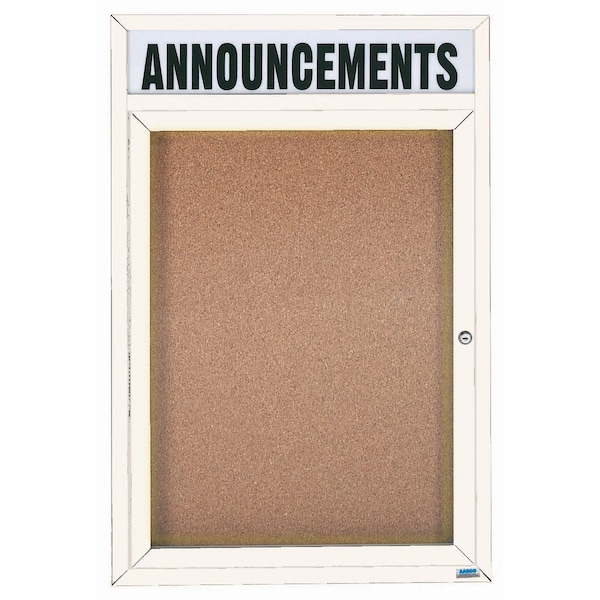 Aarco Illuminated Enclosed Bulletin Board w/ Header White Powder Coated Al Frame, 48''Hx36''W DCC4836RHIW - main