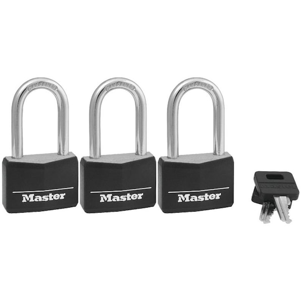 Master Lock Padlock, Keyed Alike Key, Large Shackle, 1/4 in Dia Shackle, 1-1/2 in H Shackle, Steel Shackle 141TRILF - main