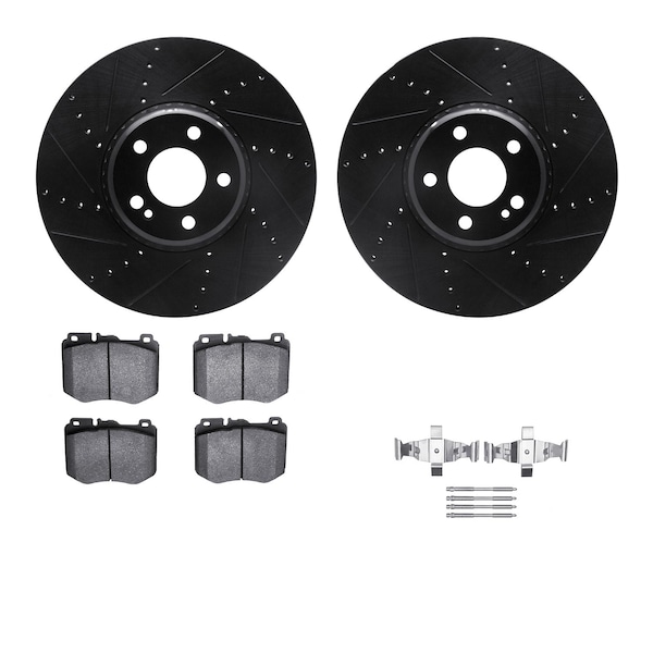 Dynamic Friction Co DFC Rotors-Drilled & Slotted-Black w/ EURO 5000 Ceramic Brake Pads Incl Hdw 8612-63076 - main
