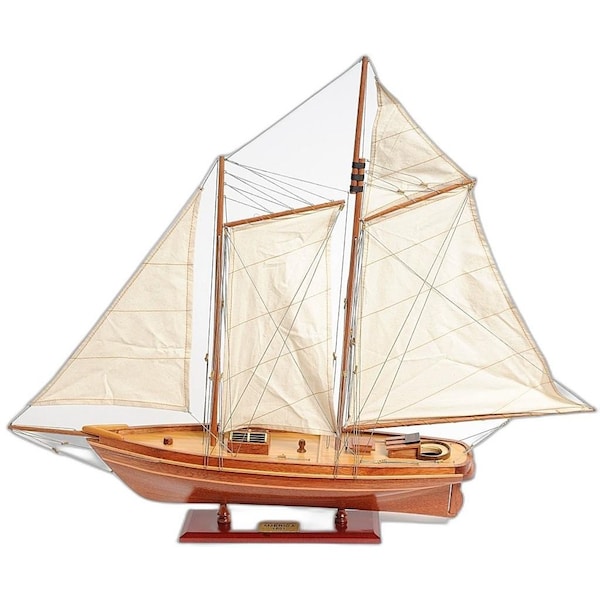 Homeroots 28" Wood Brown America 1851 Yacht Hand Painted Sculpture 402244 - main