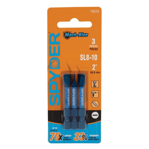 Spyder SL8-10 x 2-Inch Mach-Blue Driver Bit, 3PK 19635 - main