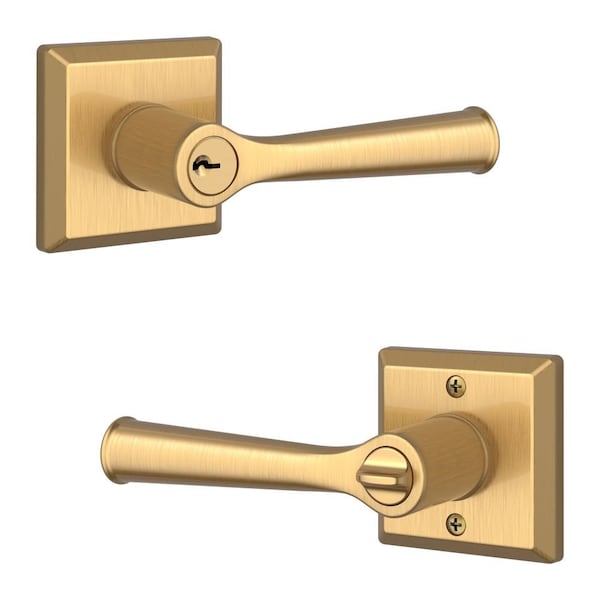 Baldwin Entry Federal Lever and Traditional Square Rose with 6AL Latch and Dual Strike Lifetime Satin ENFEDTSR044 - main