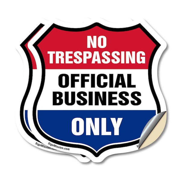Signmission No Trespassing Shield Sign Official Busi, 4 inch X 4 inch, Vinyl Decal, 2PK SHI-D-2PACK-4-415 - main