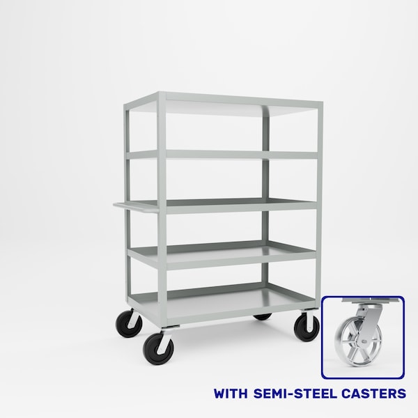 Pucel Five Shelf Extra Heavy Duty Stock Cart, 30 in W x 68 in H x 48 in D, Light Blue H-3048-S - main