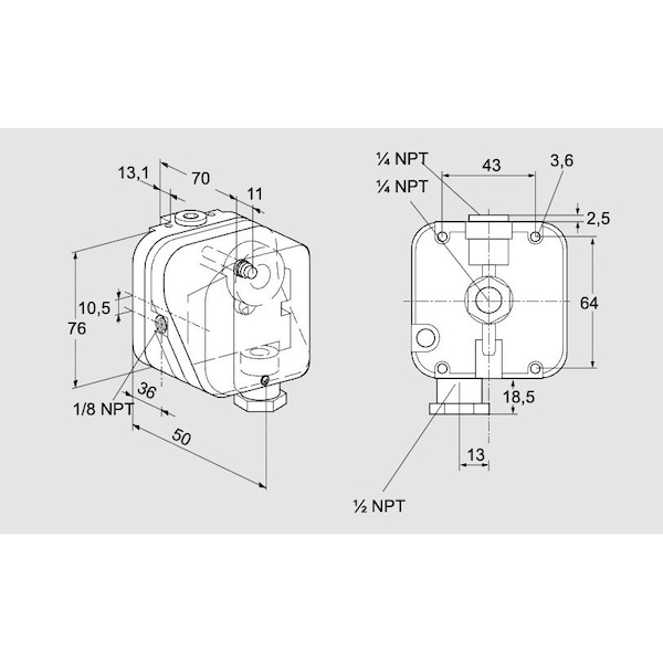 Honeywell Kromschroder Gas Pressure Switch – Adjustable, DG Series, Air/Gas/Flue Use KS84447960 - main