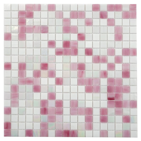 Apollo Tile Mingles 11.6inx11.6in Glossy White and Soft Pink Glass Mosaic Wall Floor Tile 18.69 sqft/case, 20PK MIX1588WH120A - main