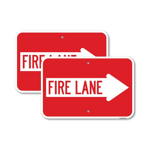 Signmission Fire Lane Right Arrow, 12'' X 18'' 2 Signs, Heavy Gauge Aluminum, 2PK A-1218-2PACK-24391 - main