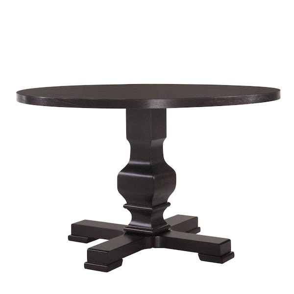Homeroots 47" Black Rounded Solid Wood Pedestal Base Dining Table 517747 - main