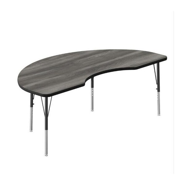 Correll Kidney HPL Activity Table, 72 in W, 36 in L, 19 in to 29 in H, Particleboard, Driftwood A3672-KID-52 - main