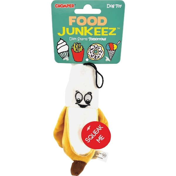 Boss Pet Chomper Food Junkeez Plush Banana Small Dog Toy ZD2198 12 22 - main