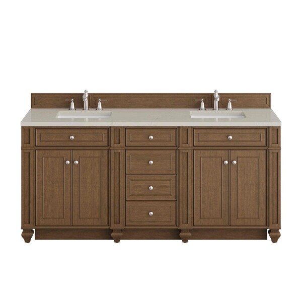 James Martin Vanities Bristol 72" Double Vanity, Saddle Brown, w/ 3 CM Siberian Silestone Top w/FreePower Wireless Charger 157-V72-SBR-FSFR - main