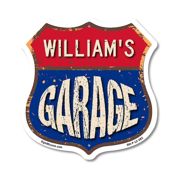Signmission William's Garage, 12 Inch X 12 Inch, Plastic Sign SHI-P-12-383-WILLIAM - main