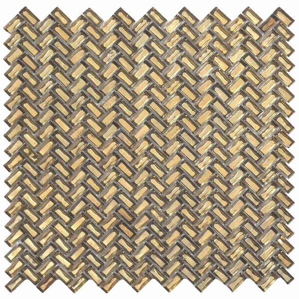 Apollo Tile Gold 11.8 in x 11.9 in Glass Glossy Floor and Wall Mosaic Tile 9.75 sqft/case, 10PK APLAHB8806A - main