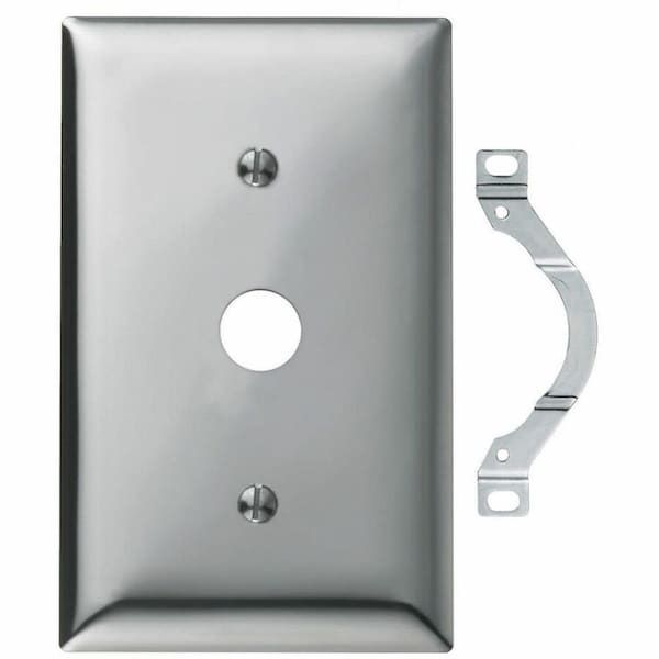 Hubbell Wiring Device-Kellems Wallplates and Boxes, Metallic Plates, 1- Gang, 1) .64" Opening, Standard Size, Chrome Plated Steel SCH12 - main