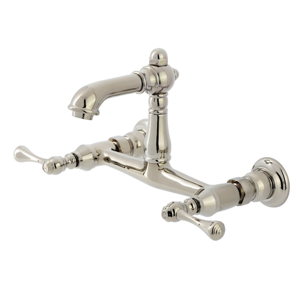 Kingston Brass Double-Handle Wall Mount Bathroom Faucet, Polished Nickel KS7256BL - main