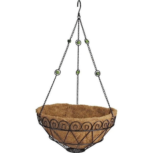 Landscapers Select Hanging Planter with Coconut Fiber Liner, Circle, 22 lb Capacity, Natural Coconut/Steel T0017-3L - main