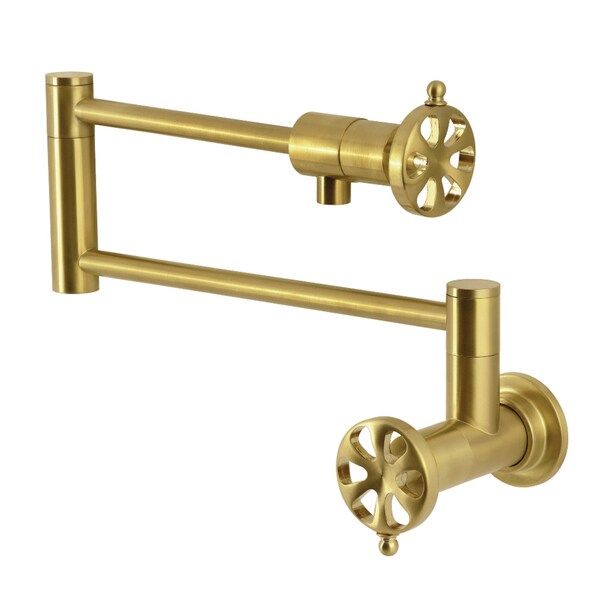 Kingston Brass Wall Mount Pot Filler Faucet, Brushed Brass KS4107RX - main