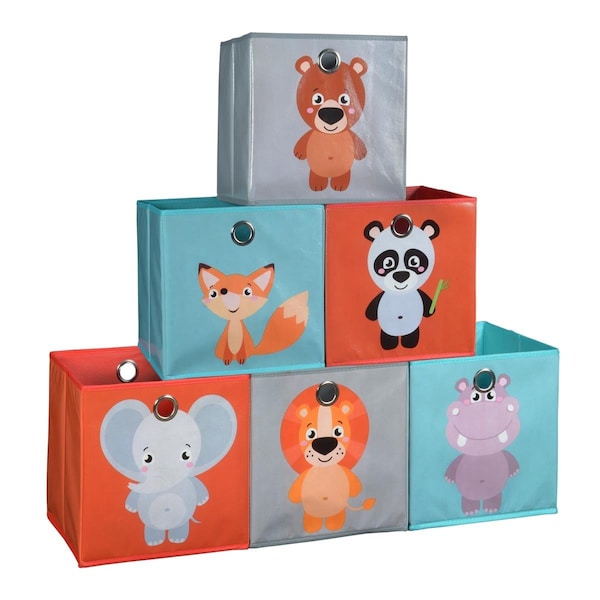Niche Cubo Animal Printed Fabric Storage Bins - Set of 6 HTOTEAP6PK - main