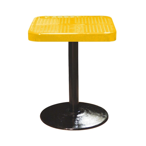 Leisure Craft 24" Square Perforated Pedestal Table, Portable, 30"H, Yellow SQ24TAB30-YELLOW - main